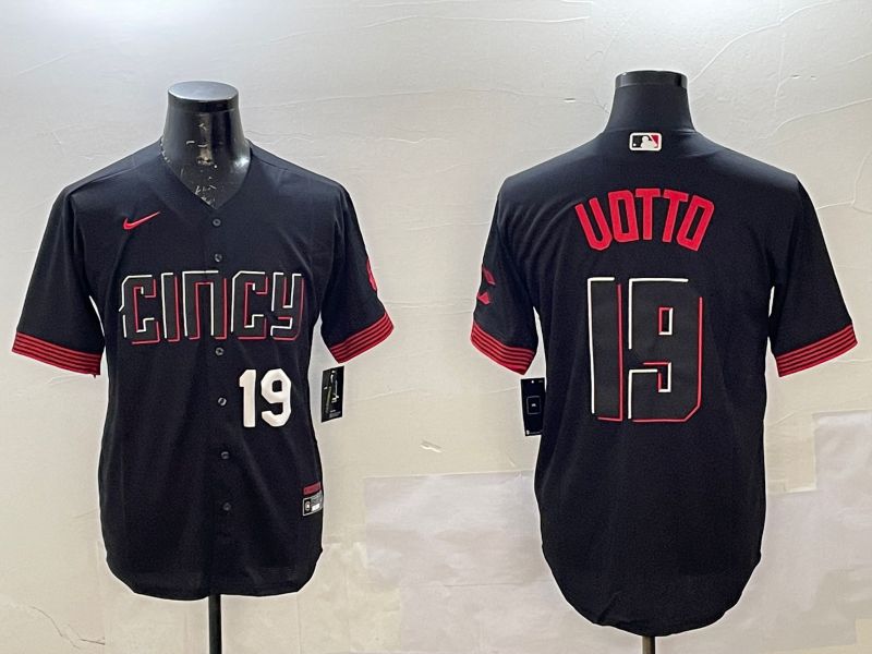 Men Cincinnati Reds #19 Uotto Black City Edition Game Nike 2025 MLB Jersey style 3->cincinnati reds->MLB Jersey